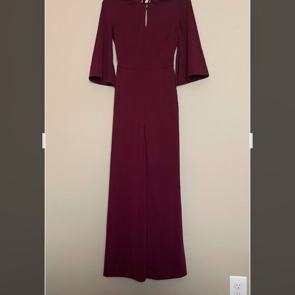 New York and Company, XXS Petite, Half Split Sleeve, Burgundy Jumpsuit - Picture 14 of 15